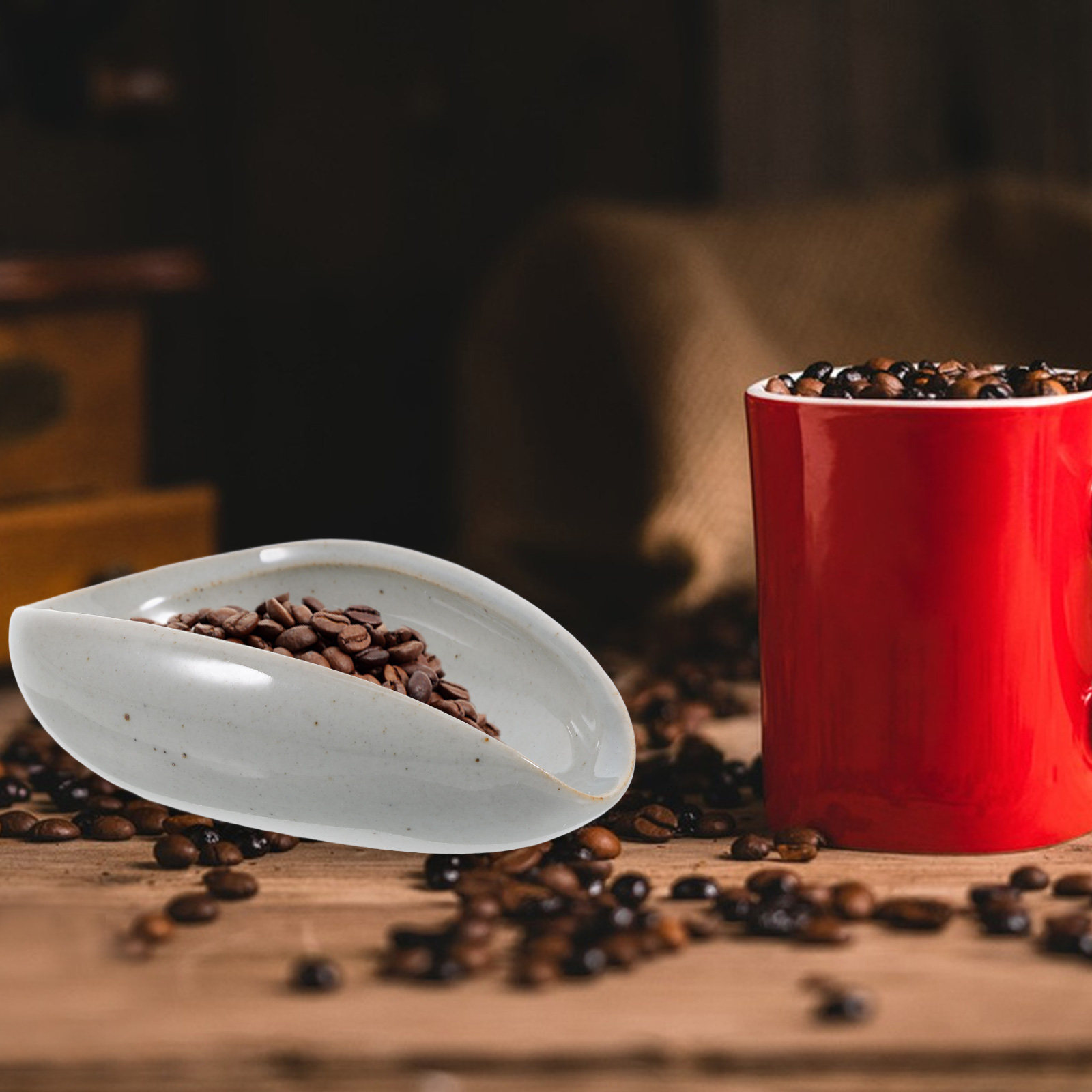 Coffee Tea Leaf And Bean - Keramische koffiebonenbak Huishoudelijke doseerbeker Multifunctionele weegplaat
