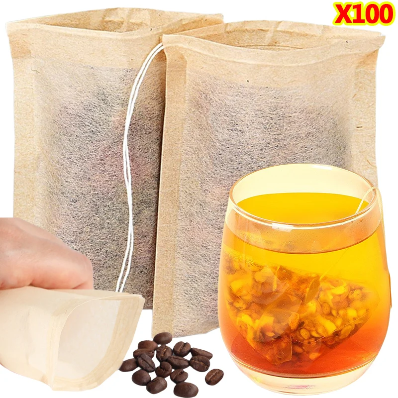 Coffee Tea Leaf And Bean - 100 Stuks Theezakjes Met Trekkoord Filter