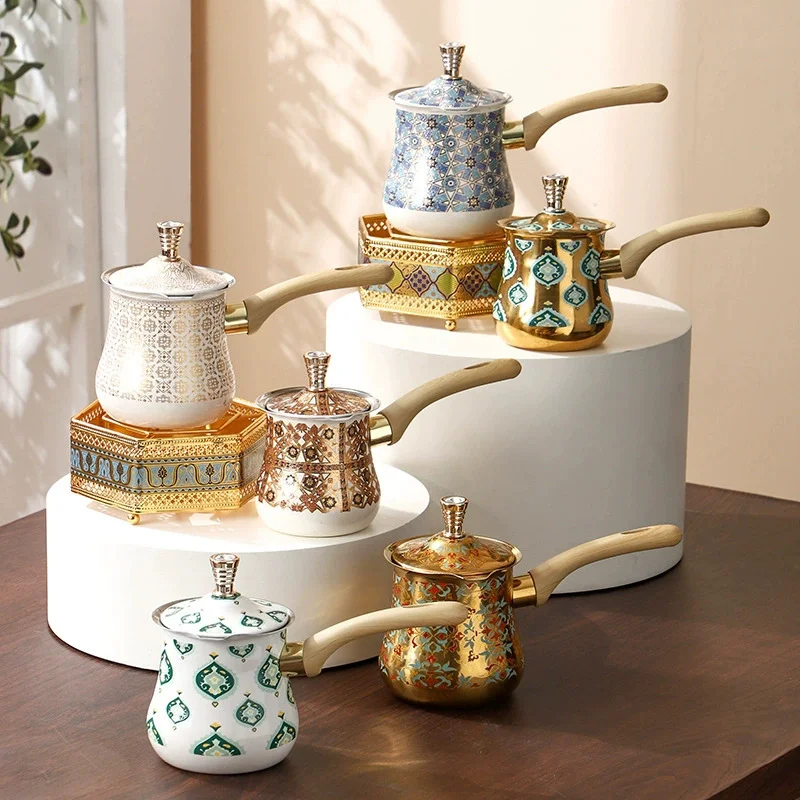 Coffee Tea Pots - Roestvrijstalen koffiepot met deksel Chocoladeboter Melkkop
