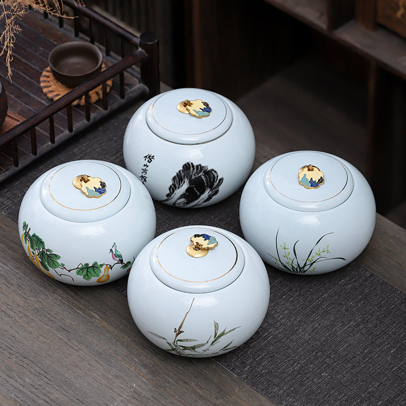 Coffee Tea Leaf And Bean - Blauwgroen porseleinen theebladpot ronde orchidee keramische