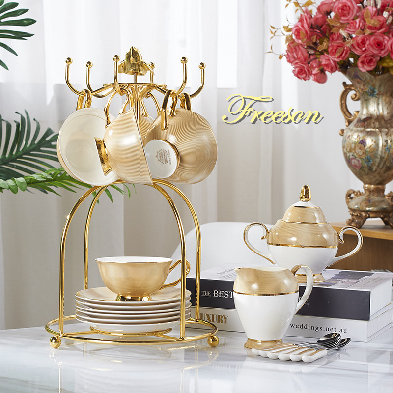 Coffee Tea Sugar Set - Luxe Goud Bone China Koffie Set