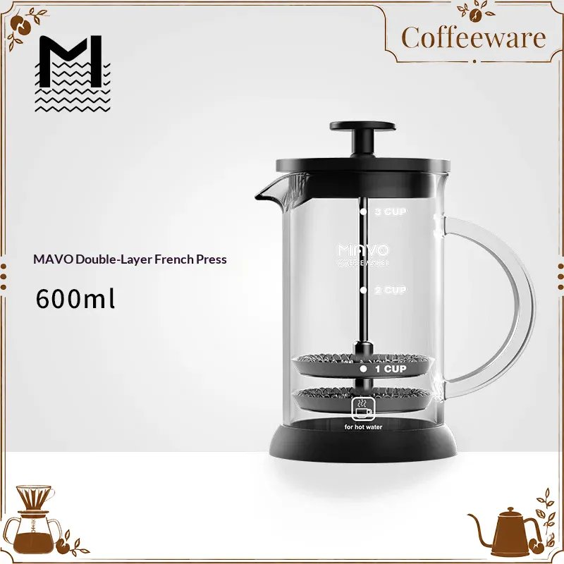 Coffee Tea Pots - MAVO French Press Koffiezetapparaat Dubbel Mesh
