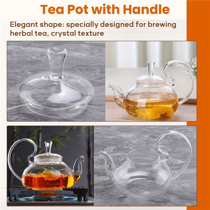 Coffee Tea Pots - 650ml hittebestendige glazen theepot met hoge