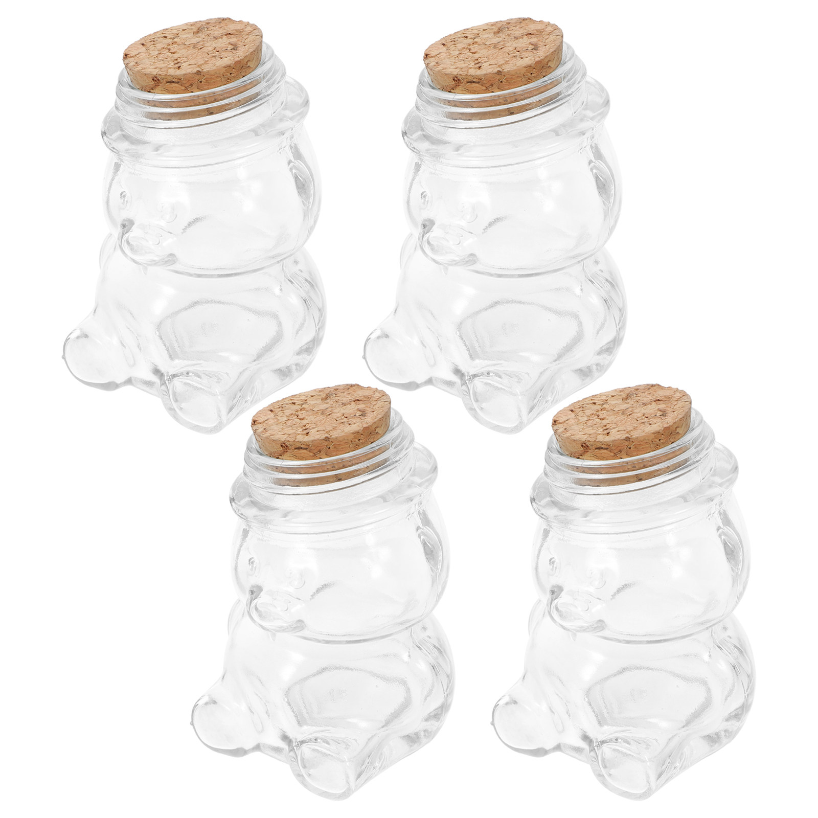 Tea Coffee Sugar Container - 4-delige glazen snoepkruikenset, transparante luchtdichte voedselbewaarcontainer