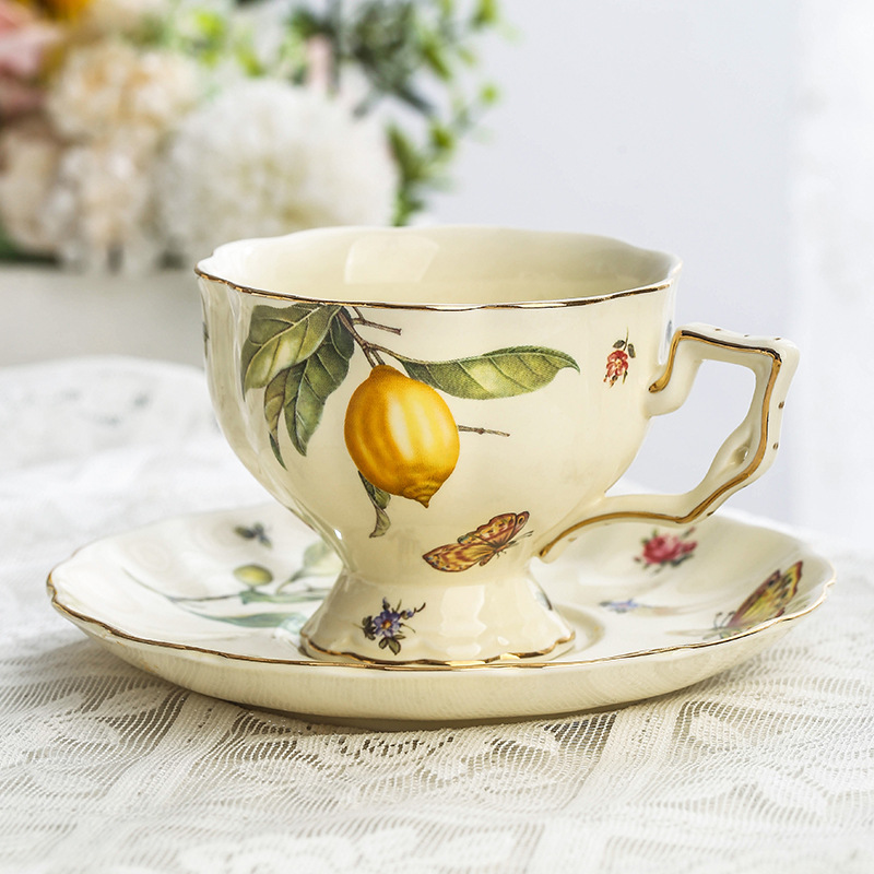 Coffee Tea Sugar Set - Vintage citroen theepot koffiekop en schotel
