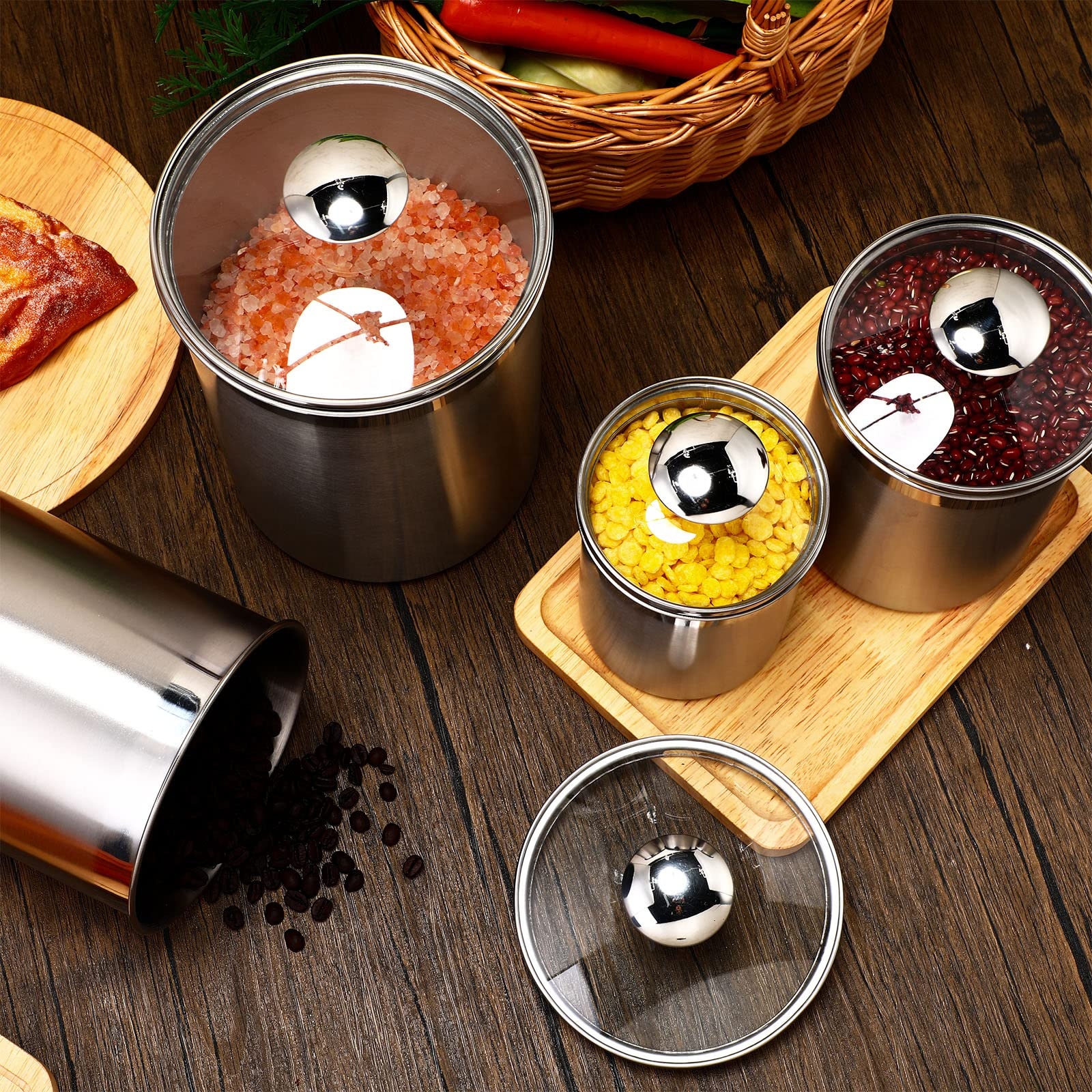 Coffee Tea Sugar Set - Voedselopslagcontainers Thee Koffie Suikermeel Luchtdichte keuken