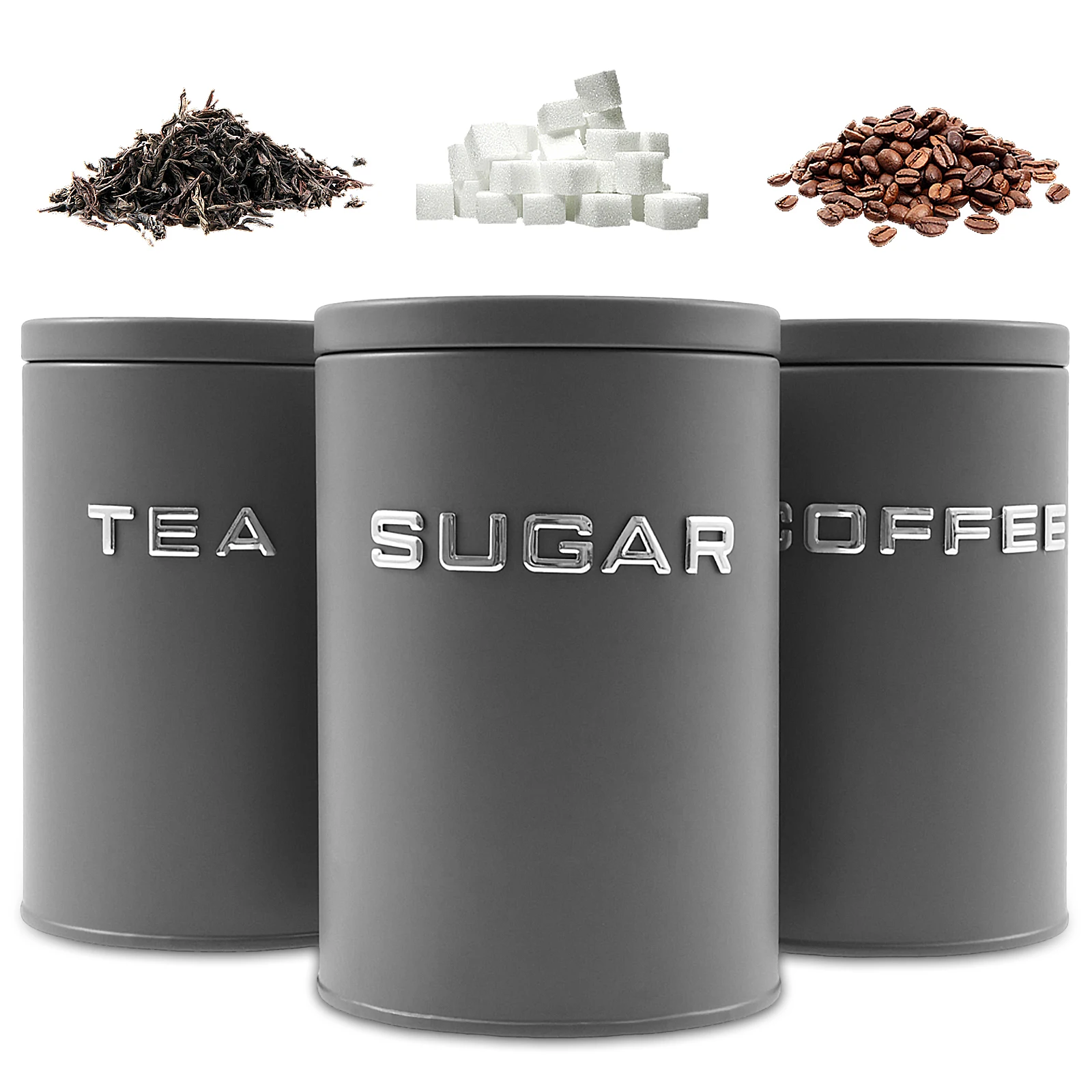 Tea Coffee Sugar Container - 3-delige thee koffie suikerbus pot metalen