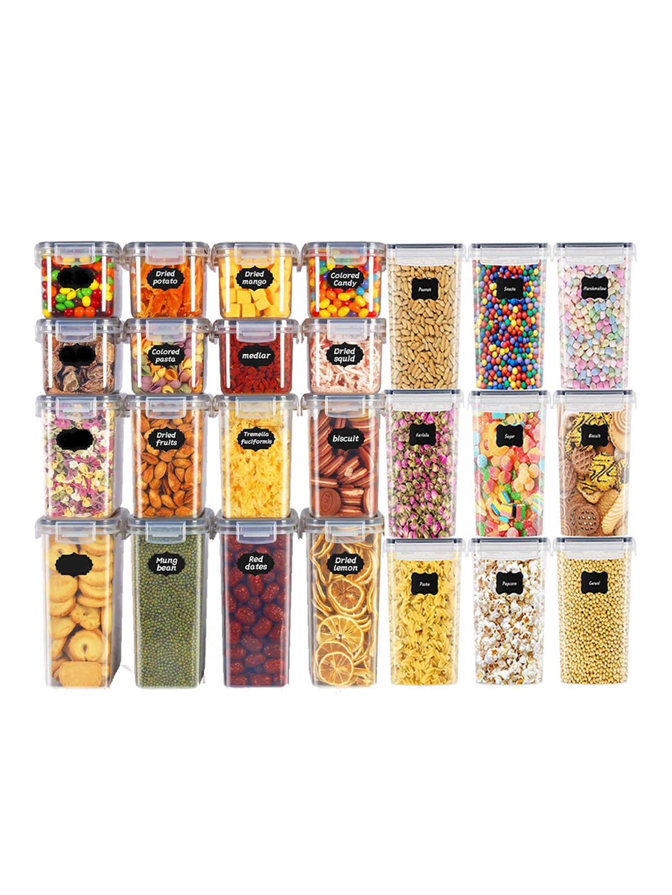 Tea Coffee Sugar Container - 48 stuks, verzegelde voedselbewaarcontainers met deksels,