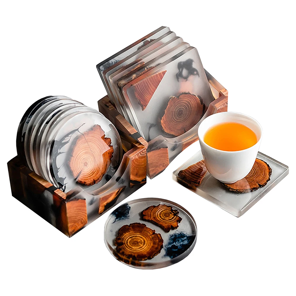 Coffee Tea Sugar Set - 6 stks/set Hars Grenen Onderzetters Hittebestendige