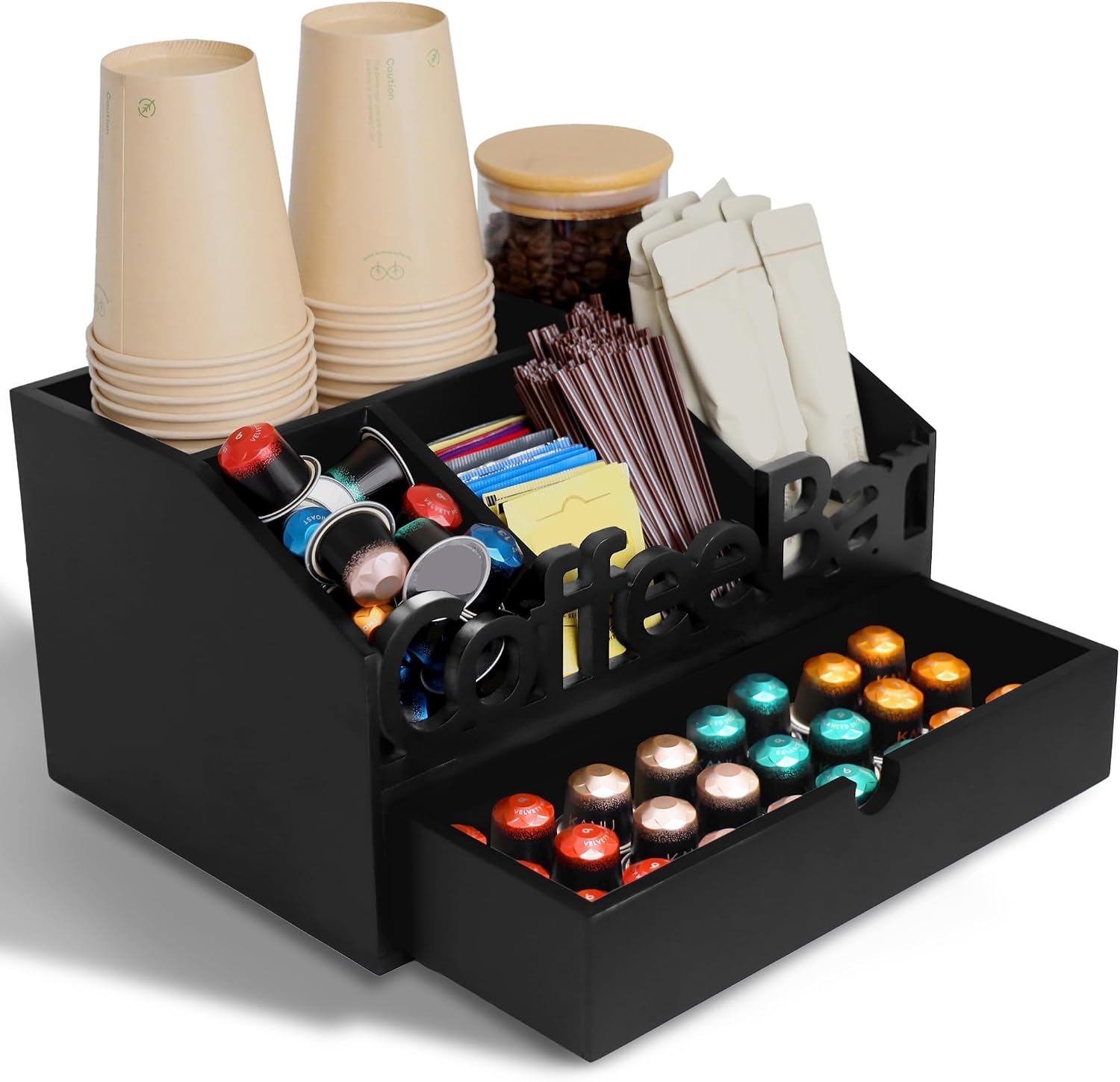 Houten koffiebar-organizer met - Coffee Tea Images recensie en prijs