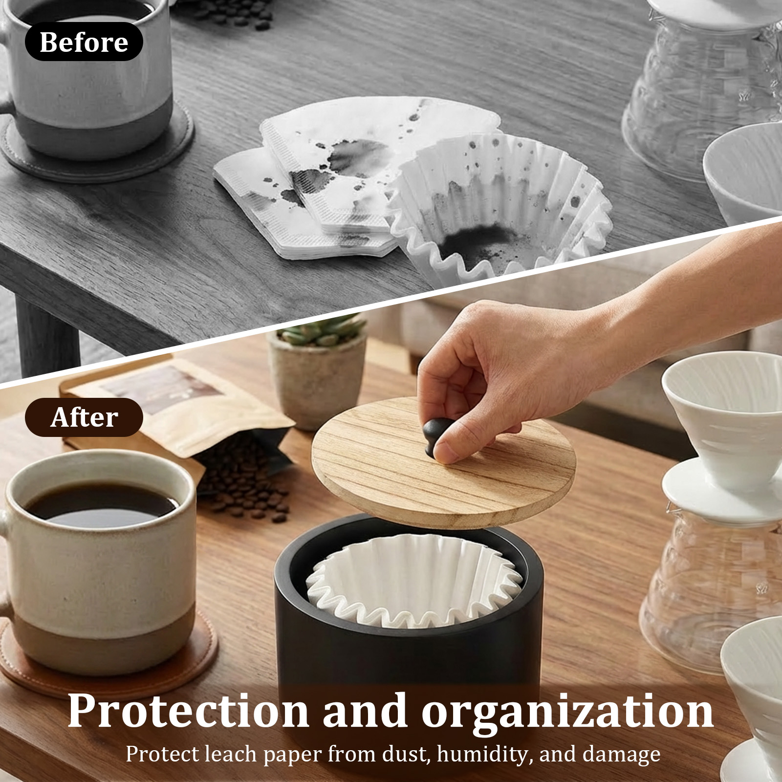 Koffiefilterhouder Houten opbe - Tea Coffee Sugar Container recensie en prijs